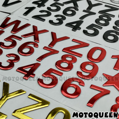 สติกเกอร์ติดรถยนต์รถจักรยานยนต์3D 47ชิ้นตัวเลขอาหรับตัวอักษรภาษาอังกฤษดิจิตอล DIY ป้ายคำตกแต่งความสูง28มม. หมายเลขที่อยู่