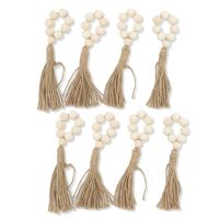 Tassels Wooden Bead Handmade Napkin Buckles Farmhouse Natural White Tassels