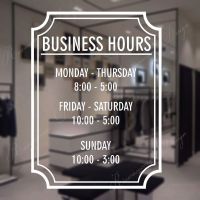 ✌✖❉ Personalized Shop Business Hours Sign Window Decals Vinyl Store Decor Custom Open Hours Window Stickers Removable Mural 4274