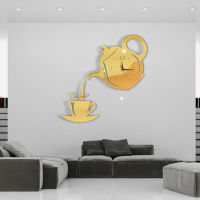 3D Wall Clock Acrylic Coffee Cup Teapots Perfect Art Decorate Modern Wall Hanging Clock For Home NEWEST