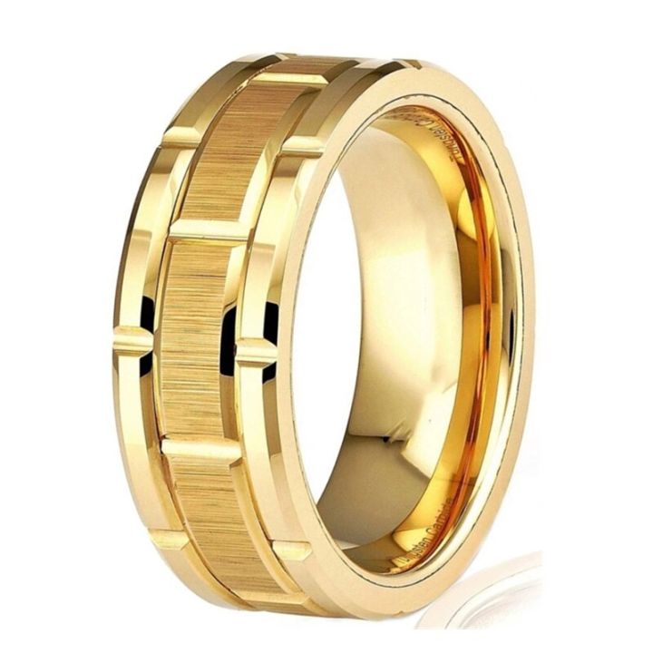 แหวนแหวนเหล็กสแตนเลสสตีลสำหรับผู้ชายคลาสสิก8มม-ฉลองครบรอบแต่งงานงานหมั้นเครื่องประดับ