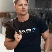 2023 NewGYMSHARK Mengymshirt.fitness เพาะกาย100 Cotton