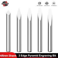 46Mm Shank 3D Milling Cutter 3 Edge พีระมิดแกะสลัก Bits 203040456090องศาเคล็ดลับ0.1-0.3มม. แกะสลักบิต CNC Router Bit