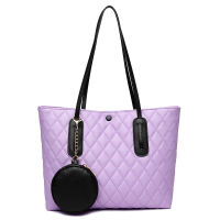 Lattice Pattern Women Big Capacity Top-handle Bags Casual PU Leather Shoulder Handbag Totes Purse Fashion Designer Shopping Bags