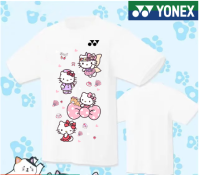 2023 Yonex "Hello Kitty" เสื้อแบดมินตันไทยเปิดเจอร์ซีแข่งขันเจอร์ซีแข่งขันสำหรับทั้งหญิงและชายแห้งเร็วแขนสั้นเสื้อยืดลายอักษรจีนเกาหลี