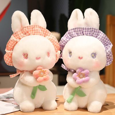 ตุ๊กตาของเล่นยัดไส้ลายดอกไม้ตุ๊กตากระต่ายน่ารัก30-70ซม. รูปสัตว์ Plushie ของเล่นของเล่นตุ๊กตาผ้าน่ารักของขวัญที่ดีสำหรับหมอนเด็กผู้หญิง