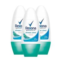 เรโซน่า โรลออน ชาวเวอร์คลีน สีเขียว ขนาด 50ml ยกแพ็ค 3ขวด REXONA SHOWER CLEAN ROLLON GREEN