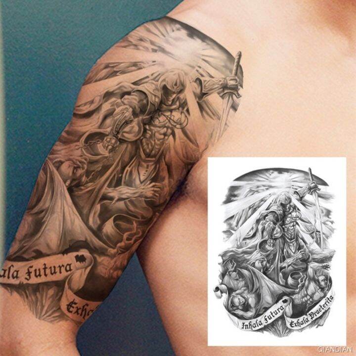 hot-dt-temporary-sticker-wolf-flash-feather-tatto-woman-fake-sleeve-tatoo-man