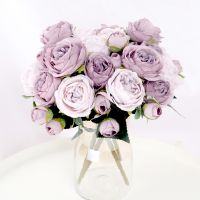 【hot】▫♟  1 Bouquet 9 heads Artificial Flowers Silk Fake for Room Garden Wedding Decoration