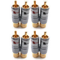 Hifi 10mm Gold Plated RCA Plug Locking Non Solder Plug RCA Coaxial Connector Socket Adapter 8Pcs