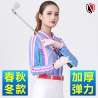 Golf Gear Golf clothing long-sleeved T-shirt womens slimming quick-drying stretchy thickened clothes womens golf womens clothing spring autumn and winter