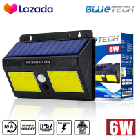 Bluetech USA ไฟติดผนัง ไฟโซล่าเซลล์ Solar Cell COB LED รุ่นใหม่ 6 วัตต์ สว่างขึ้นสองเท่า Motion Sensor กันน้ำ สว่างกว่าเดิม รับประกัน 1ปี