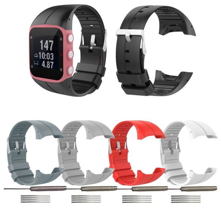 for-polar-m400-m430-silicone-smartwatch-replacement-strap-official-pattern-black-buckle-sports-replacement-wristband