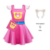 Super Kitties Costume For Girl Dress Fashion Superkitties Kid Heart Frock+Bag+Headband 3PC Set Child Tunic Clothes