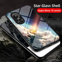 เคสโทรศัพท์สำหรับ Reno10 Oppo/Reno10 Pro/ Reno10 Pro Plus Pro + 5G กรอบ TPU นุ่ม Star Sky หลังกระจกเทมเปอร์ป้องกันเลนส์กล้องกันตก