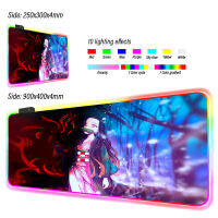 Anime Demon Slayer Large Computer Keyboard Mat Rgb Oversized Led Glowing Mouse Pad Gaming Luminous Mousepad USB for PC Game