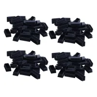 Plastic Rectangle Blanking End Tube Caps Inserts 25X50mm 120Pcs Black