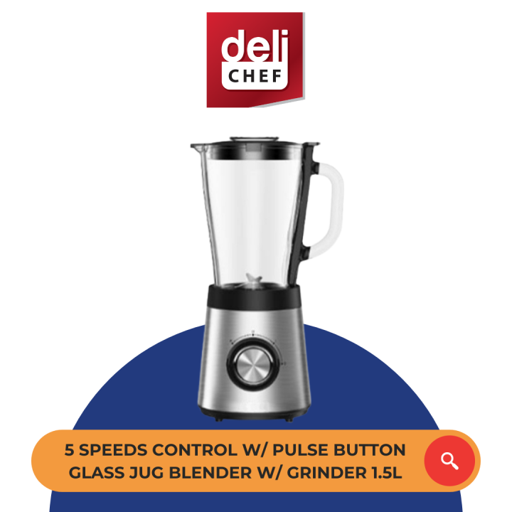 DeliChef 5 SPEEDS CONTROL W/ PULSE BUTTON GLASS JUG BLENDER W/ GRINDER