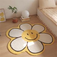 【SALES】 Sunflower Rug Nordic Flower Pattern Carpet Bedroom Bedside Area Rugs Plush Floor Mat Home Decor Non-slip Bath Mat for Bed Room