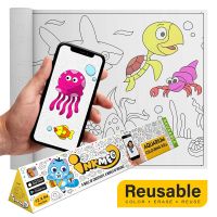 InkMeo Aquarium Reusable 12 inches Wall Coloring Roll with AR using App อิงค์มีโอ สัตว์น้ำ กระดาษภาพระบายสีสำหรับเด็กติดผนัง มี เทคโนโลยี AR ในตัว 12 นิ้ว