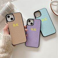 {Chaoke digital branch} เคสหนังจระเข้ชื่อตัวอักษรที่กำหนดเองได้อย่างหรูหราสำหรับ iPhone 14 13 Pro Max 12 11 Pro Max X XR XS Max 7 8 Plus SE เคส Ipad Mini