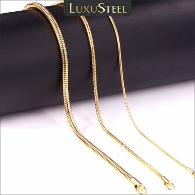 【CW】1MM/2MM/3MM Round Snake Chain Necklace For Women Men Gold Color Stainless Steel Herringbone Choker Fashion Jewelry Gift