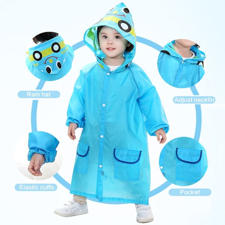 เสื้อกันฝนเด็กแบบหนาลายการ์ตูนน่ารักสำหรับเด็กเสื้อกันฝนมีหมวกกันฝนสำหรับเสื้อโค๊ตกันน้ำ