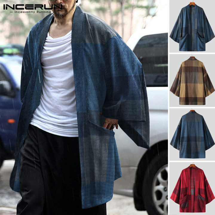 western-style-incerun-ญี่ปุ่น-mens-กิโมโนผ้าฝ้ายสำหรับเด็กเสื้อคาร์ดิแกนสไตล์เรโทร-yukata-เสื้อ-t-เสื้อ-tops-cape