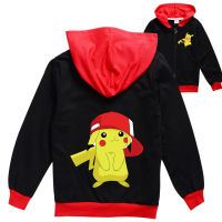 Pikachu เสื้อฮู้ดเด็กผ้าคอตตอน + โพลีเอสเตอร์,เสื้อคาร์ดิแกนเสื้อคลุมแบบมีซิป2ชิ้นสำหรับฤดูใบไม้ผลิฤดูใบไม้ร่วงเด็กชายแขนยาวแจ็คเก็ตเด็กผู้ชายเด็กผู้หญิง