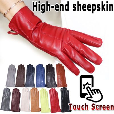 Leather S Womens Sheepskin Flannel Lining Warm In Autumn And Winter High-Grade Black Touch Screen Color Driving New Model