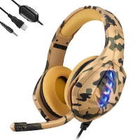 Camouflage Gaming Headset Stereo Head Mounted With Microphone Shocking LED Light Deep Bass Headphone For PS4 Laptop PC Xbox