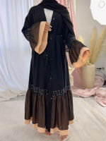 Eid ramadan Lace abaya ผู้หญิงชุดปาร์ตี้อิสลามสีดำโมร็อกโก Kaftan jubah kimono Robe Maxi ยาวชุด abayas ดูไบ vestido