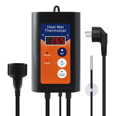 Fansline- Digital Heat Mat Thermostat 1000W 230V 41-108ตัวควบคุมอุณหภูมิ °F พร้อมจอแสดงผล LED สำหรับต้นกล้า Hydroponic การงอกสัตว์เลื้อยคลานหมัก