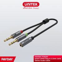 Unitek Y-C957ABK Headset Adapter (Dual 3.5mm Plug to 3.5mm Jack) Stereo Audio Cable รับประกันสินค้า 2 ปี