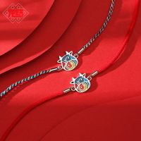 [COD] knot heart move cute zodiac silver braided anklet fashion national tide Forbidden series new wholesale