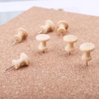 ▣◄ 15Pcs Nautral Cork Wooden Pushpins Thumbtack Board Pins Drawing Photo Wall Studs Office School Supplies