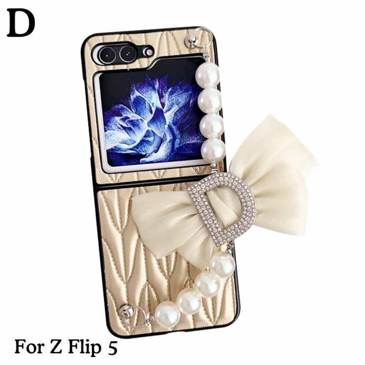 sheep-pattern-folding-screen-phone-case-with-butterfly-pearl-5-flip-for-z-wristband-suitable-u8i7