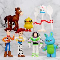 ZZOOI Disney 7pcs Toy Story 4 Action Figures Toys Woody Jessie Buzz Lightyear Forky Pig Bear Figura Model Doll Figurine Kids Gifts