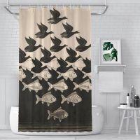 Escher Sky Water Bathroom Shower Curtains  Waterproof Partition Curtain Funny Home Decor Accessories