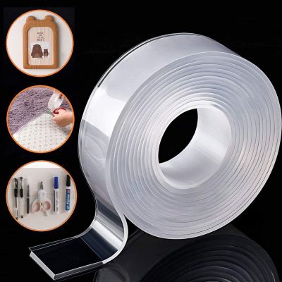 Strong Traceless Double Side Tape Feature Waterproof Reusable Adhesive Transparent Glue Stickers Suit Home Bathroom Decoration Adhesives  Tape