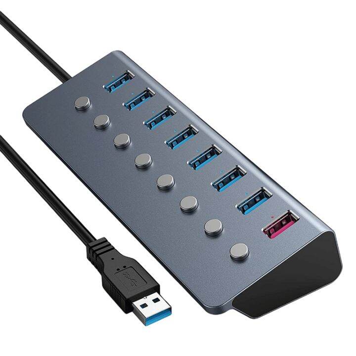 Aluminum Alloy 8Port USB3.0 Hub Splitter Computer Extended USB HUB