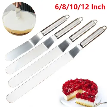 1pc Stainless Steel Baking Tool, Curved Spatula, Cake Cream Scraper With  Colorful Handle