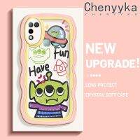 Chenyyka เคสสำหรับ Infinix Hot 10 Play Hot 11 Play Hot 9 X680 X688C Alien มอนสเตอร์น่ารักสีสันสดใสครีมคลื่นขอบกันกระแทกแบบใสนุ่ม เคสมือถือสร้างสรรค์ เคสใสลายกล้องถ่ายรูปเรียบฝาครอบป้องกันซิลิโคน