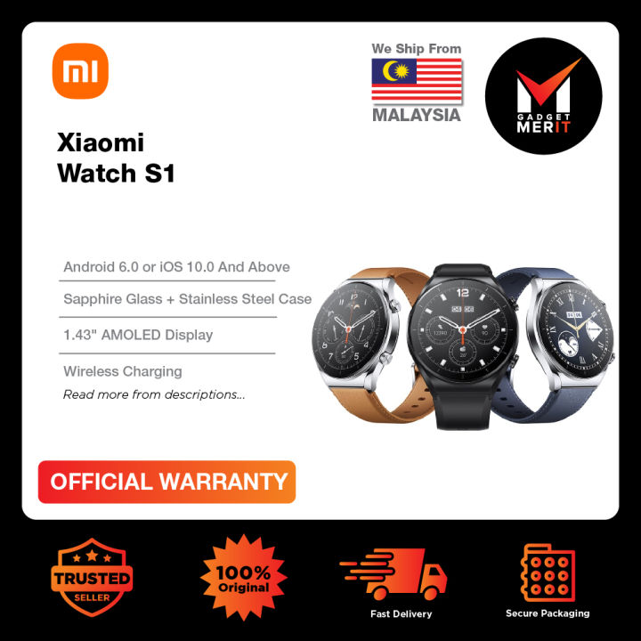 Xiaomi Watch S1, Sapphire Glass, Stainless Steel Case, 1.43 AMOLED  Display, Dual-Band GPS, Leather Strap, Bluetooth Phone Call, 117 Fitness  Modes