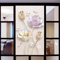 Flower No Glue Privacy Window Film Vinyl Static Cling Frosted Stained Glass Decorative Window Sticker Window Film 05 Window Sticker and Films