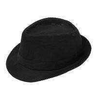 2X Black Fedora Plain Hat Outfit Accessory for Gangster Fancy Dress