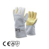 ถุงมือหนัง Kevlar leather gloves เคฟล่ากันความร้อน  300 องศา 14 นิ้ว