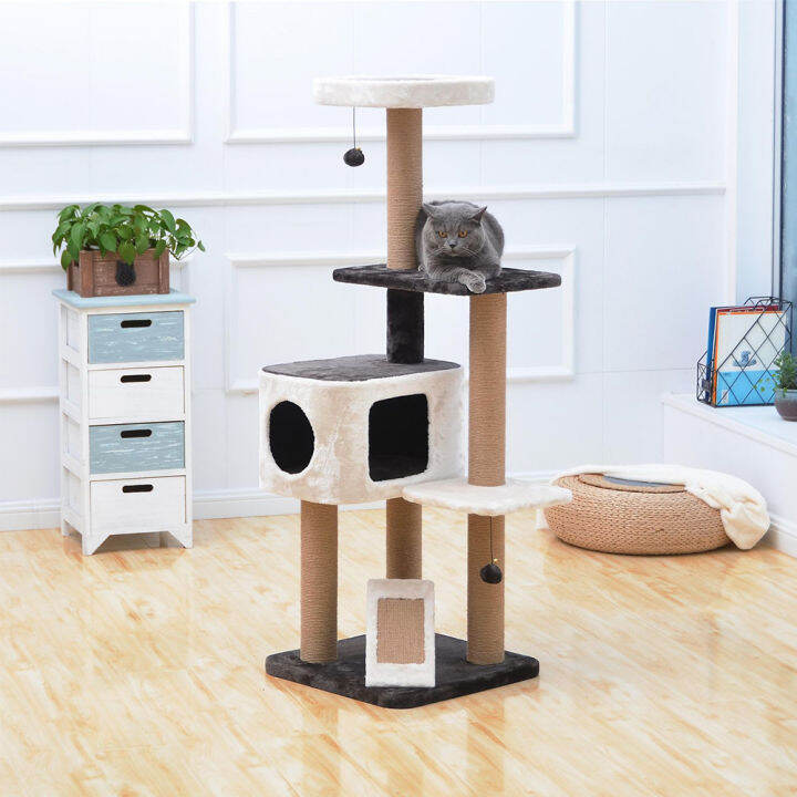 คอนโดแมว-คอนโดแมวใหญ่ๆ-ไม้-5ชั้น-1ชุด-5-level-multifunctional-cat-tree-condo-cat-condo-1-set