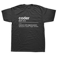 Coder A Person With Magic Power Programmer Men T Shirt Cotton Custom Short Sleeve Funny Coding Web Programmer Dad T-shirts  TKJZ