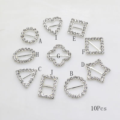 ZMASEY Metal Buckles 10PcsLot Mix Size Firm Alloy Rhinestones Buckle Holiday Gift Wrapping Decoration Sewing Ribbon Accessories